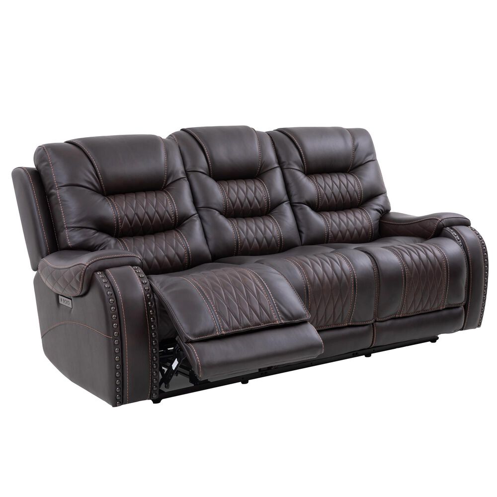 Oxford Furniture Leather Power Reclining Sofa with Power Headrest in ...