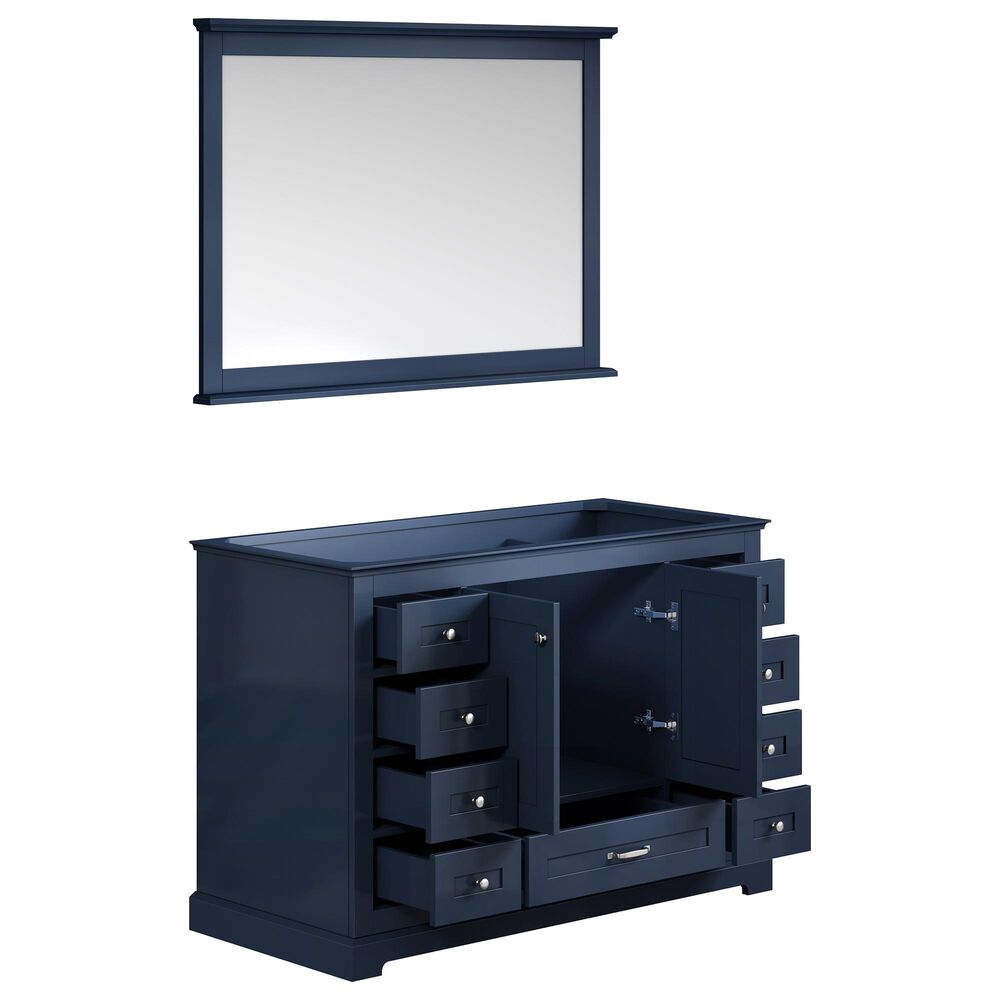 Lexora Home Dukes 48&quot; Single Bathroom Vanity in Dark Grey with 2 cm White Carrara Marble Top, Rectangular Sink and 46&quot; Mirror, , large