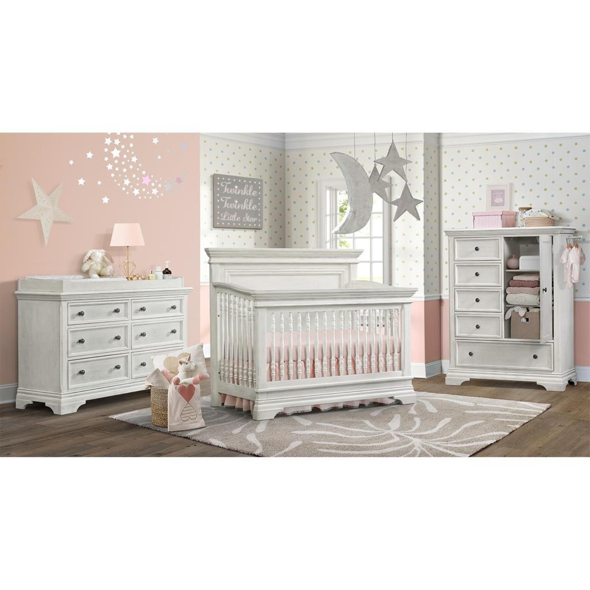 White crib sales set with dresser