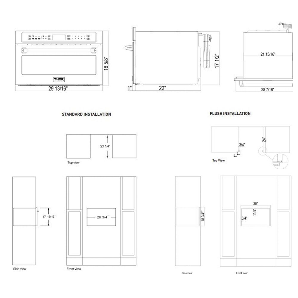 Thor Kitchen 30" Built-In Professional Microwave Oven in Stainless Steel, , large