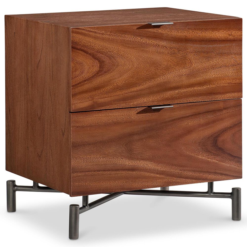 Bernhardt Brasea 24" 2-Drawer Nightstand in Lume and Tungsten with USB Ports, , large