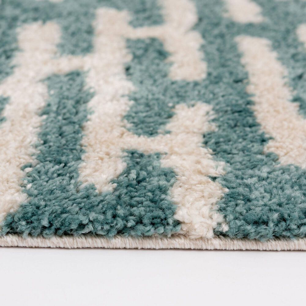 Central Oriental Tulsa Gordie 7&#39;10&quot; x 9&#39;10&quot; Aqua and White Sand Area Rug, , large
