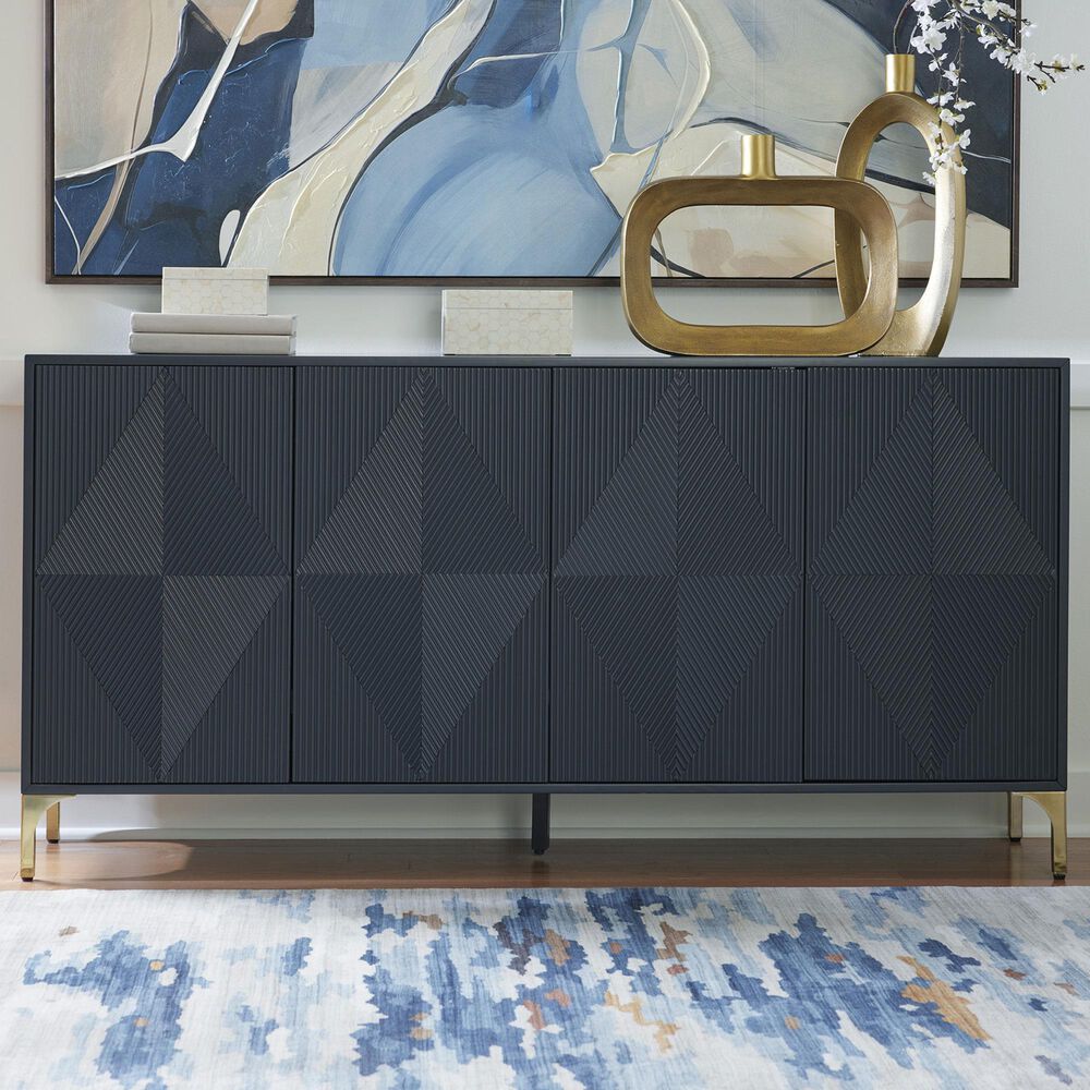Ashley Loirwick Accent Cabinet in Dark Blue and Gold, , large
