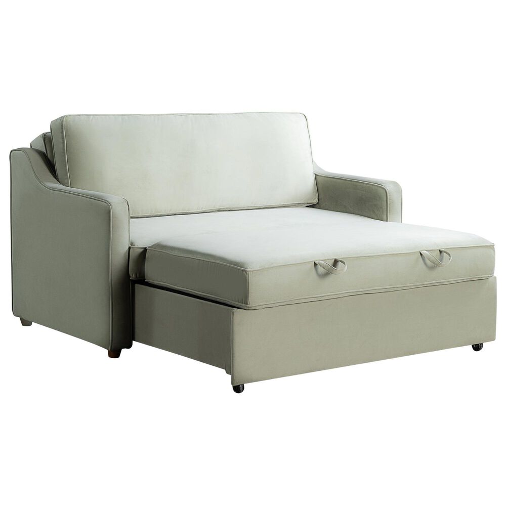 Lifestyle Solutions Delmar Convertible Loveseat with Sage Cushion in Brown, , large