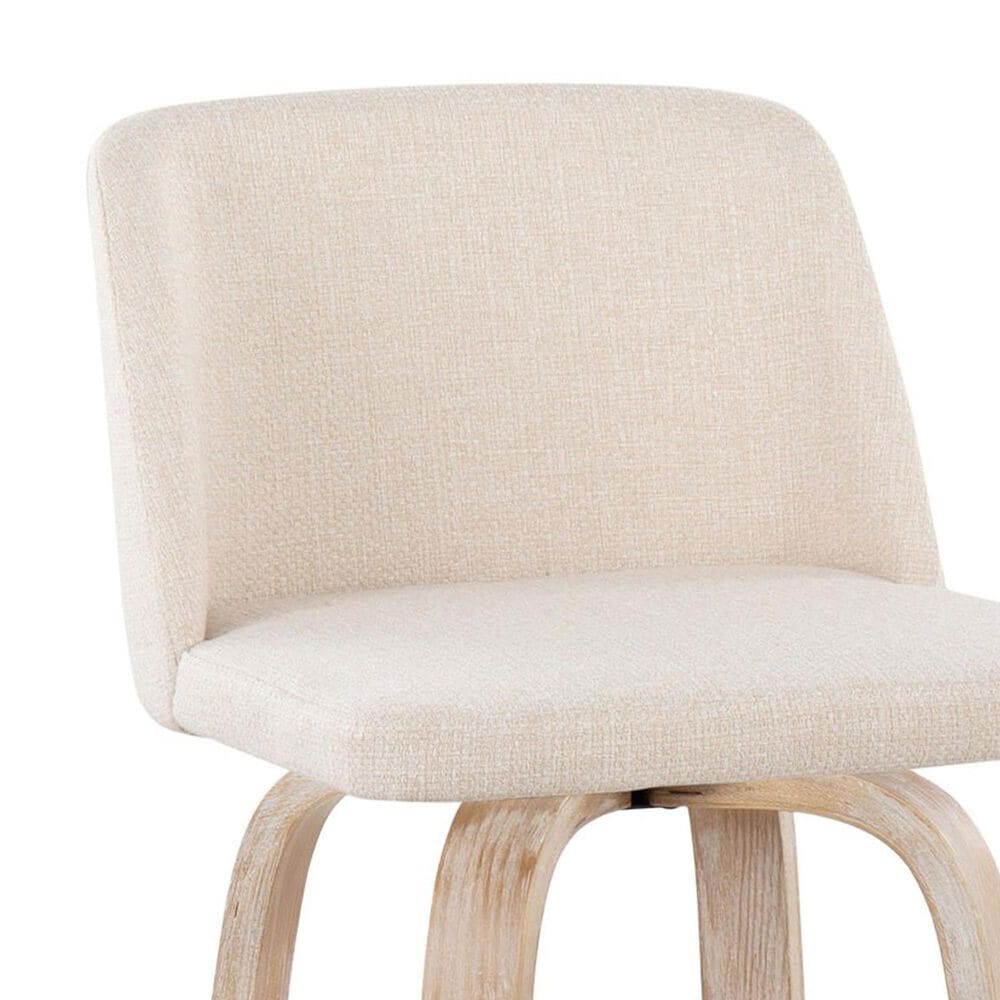 LumiSource Toriano Swivel Bar Stool with Cream Noise Fabric Upholstery in Whitewashed and Black (Set of 2), , large