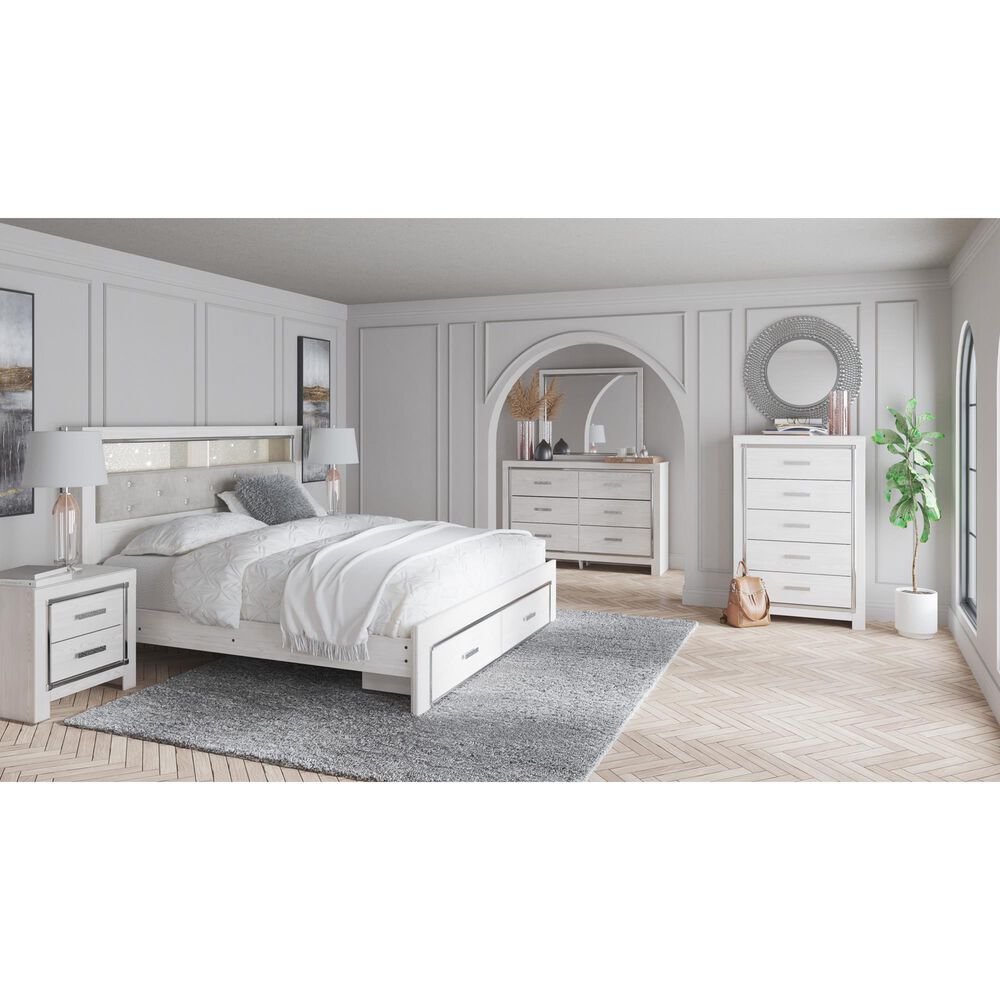 Ashley Altyra King Upholstered Bookcase Bed with Storage  in White, , large