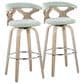 LumiSource Gardenia Swivel Fixed-Height Bar Stool with Light Grey Faux Leather Upholstery in Chrome and Whitewash (Set of 2), , large