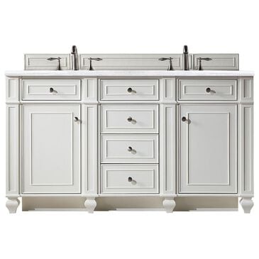 James Martin Vanities Bristol 60" Double Bathroom Vanity in Bright White with 3 cm Arctic Fall Solid Surface Top and Rectangular Sinks, , large