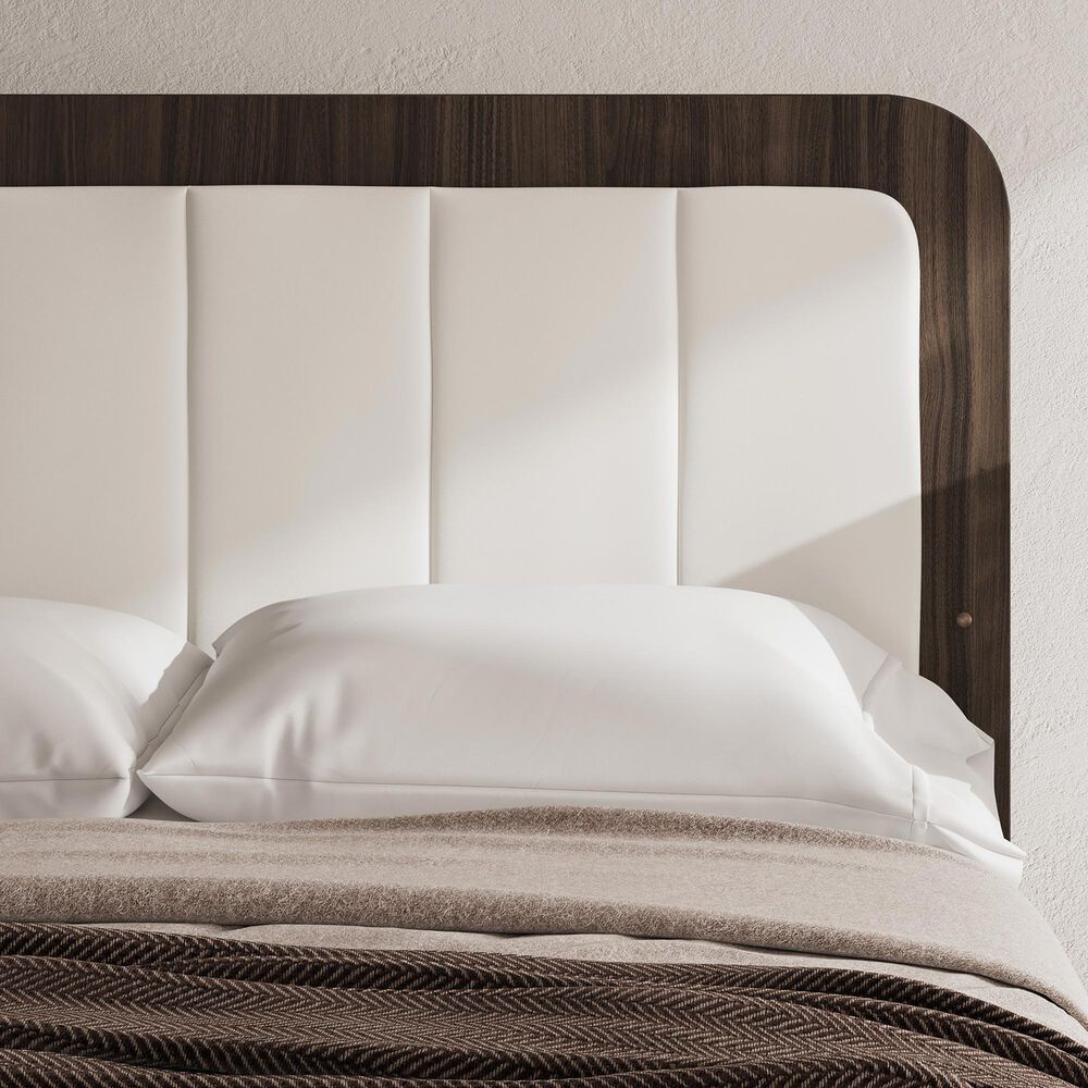 Ashley Kendanport Queen Upholstered Bed with Two Nightstands in Brown and White, , large