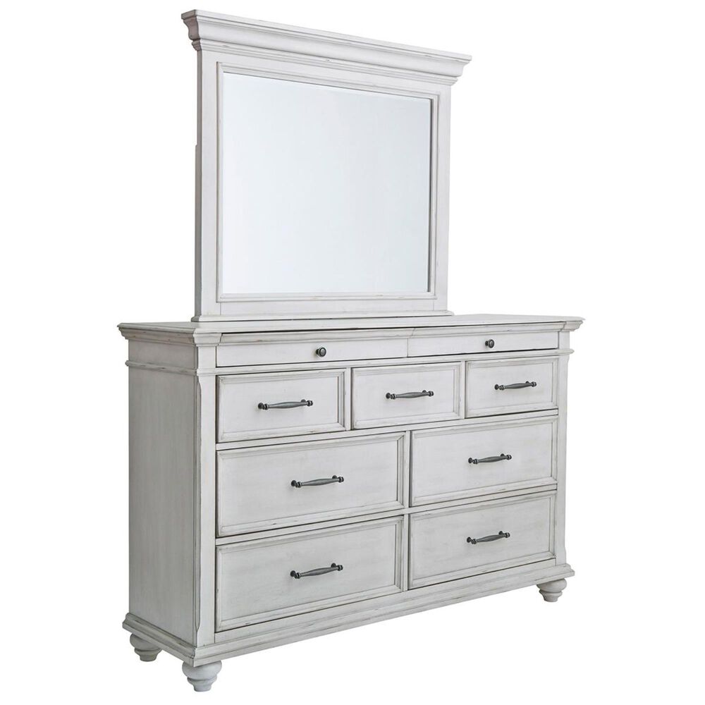 Ashley Kanwyn 4 Piece King Bedroom Set in Distressed Whitewash, , large