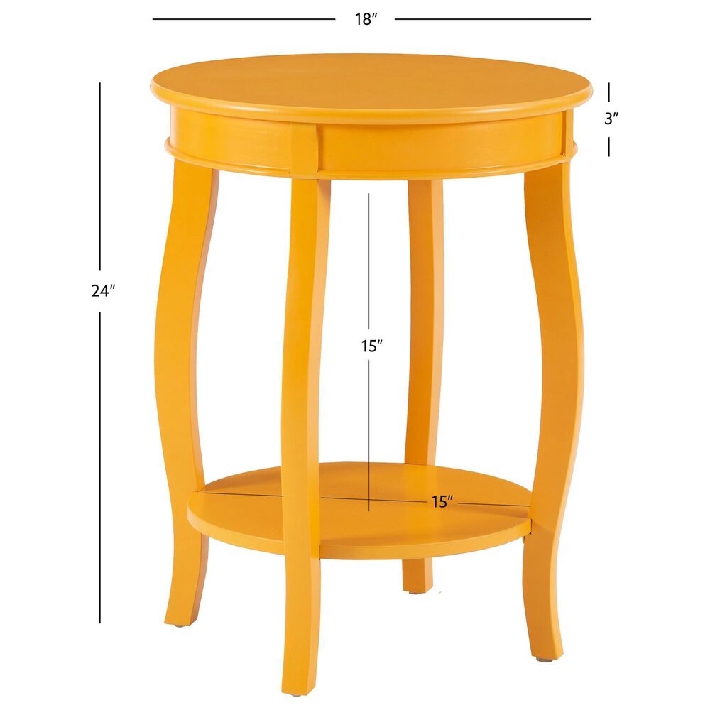 Linon Home Decor Rainbow Round Side Table in Yellow, , large
