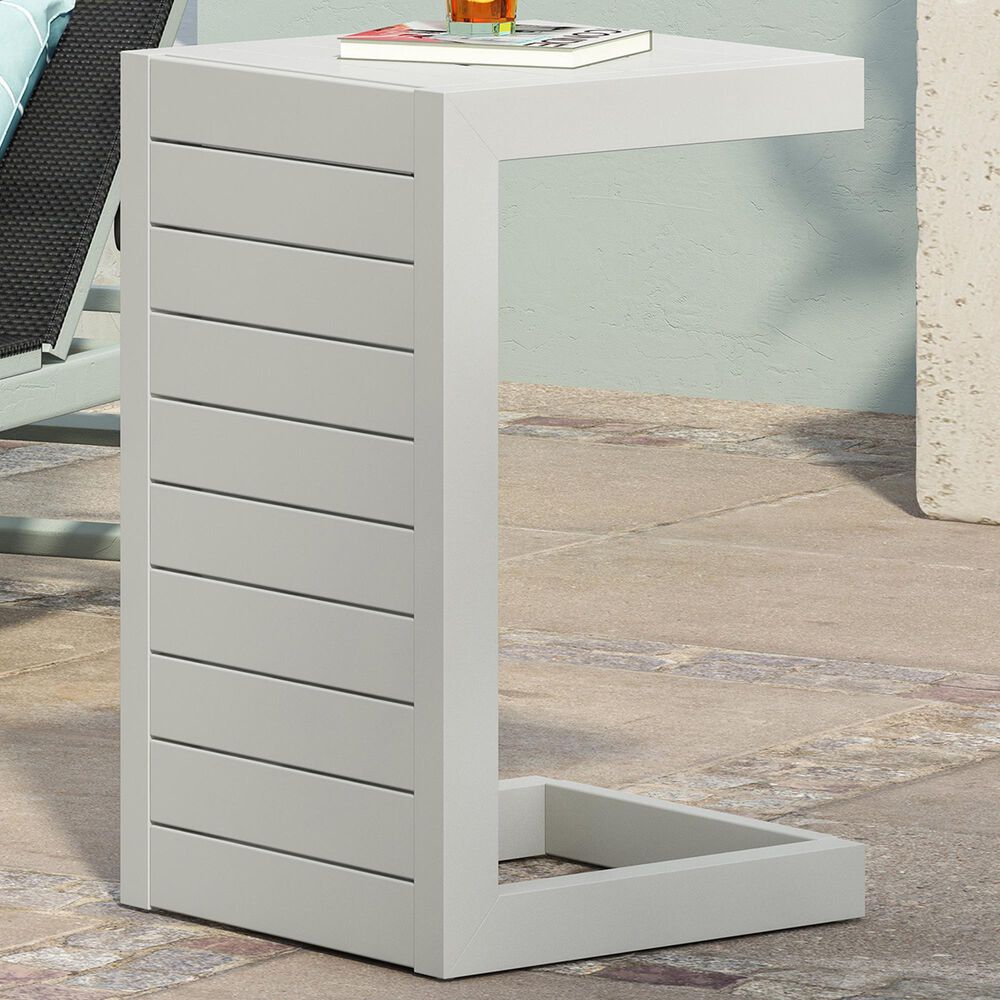 Noble House Cape Coral Patio End Table in White Table Only Nebraska