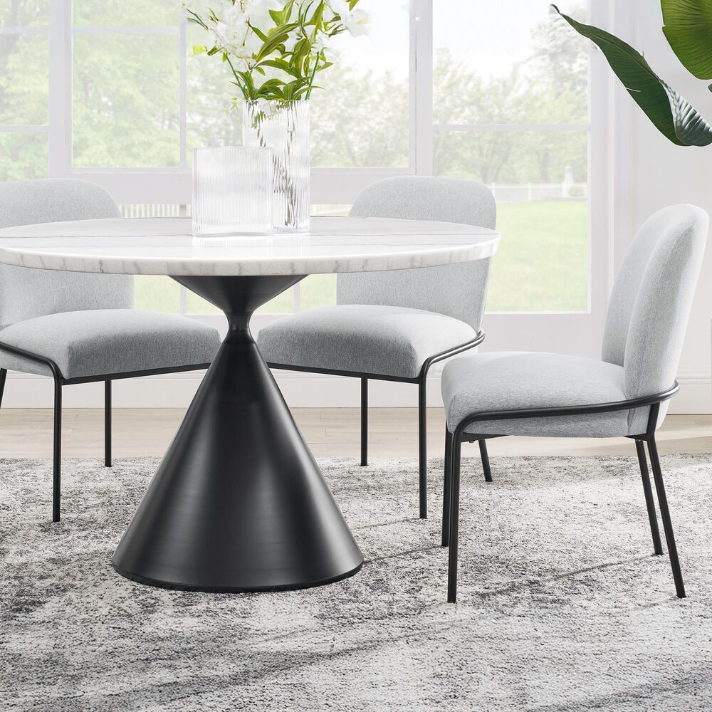Steve Silver Conrad Pedestal Dining Table and 4 Dining Side Chairs, , large