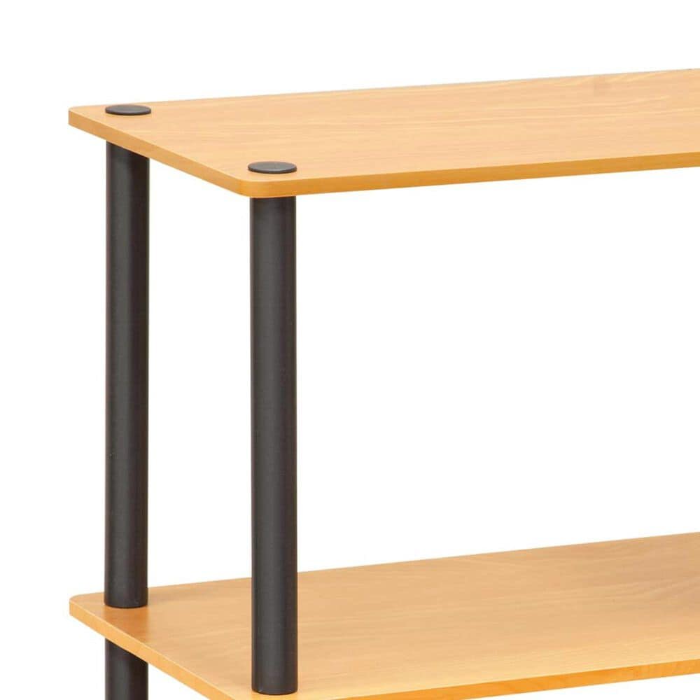 HOMLUX 3-Tier Compact Open Storage Bookshelf in Light Cherry and Black, , large