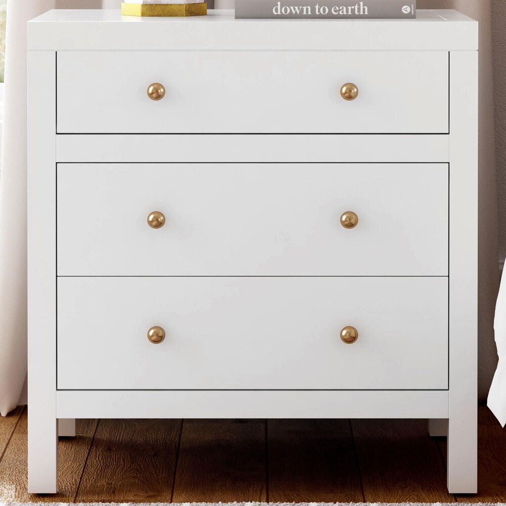 Butler Specialty Company Nora 3 Drawer Nightstand in Smooth White, , large