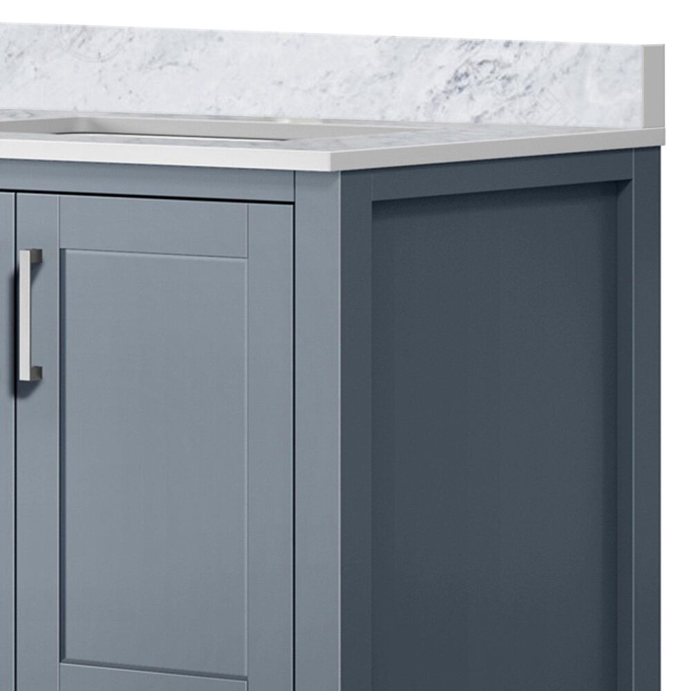 Lexora Home Jacques 30&quot; Single Bathroom Vanity in Dark Grey with 2 cm White Carrara Marble Top and Rectangular Sink, , large