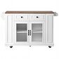HOMLUX 54" Mobile Kitchen Island with Glass Door Storage in Walnut and White, , large