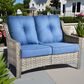 HOMLUX Outdoor Rattan Loveseat with Ergonomic in Diamond Blue, , large