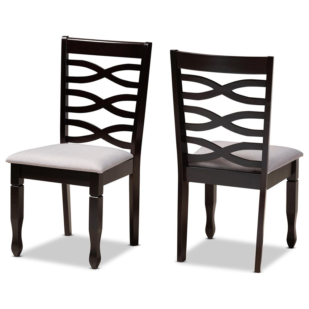 Baxton Studio Lanier Side Chair with Grey Cushion in Espresso Brown (Set of 2), , large