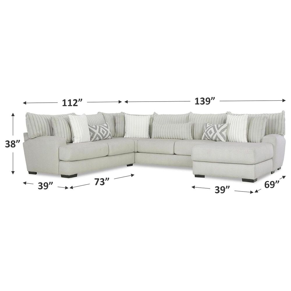 Albany Furniture 3-Piece Stationary Right Facing Sectional in Silver, , large