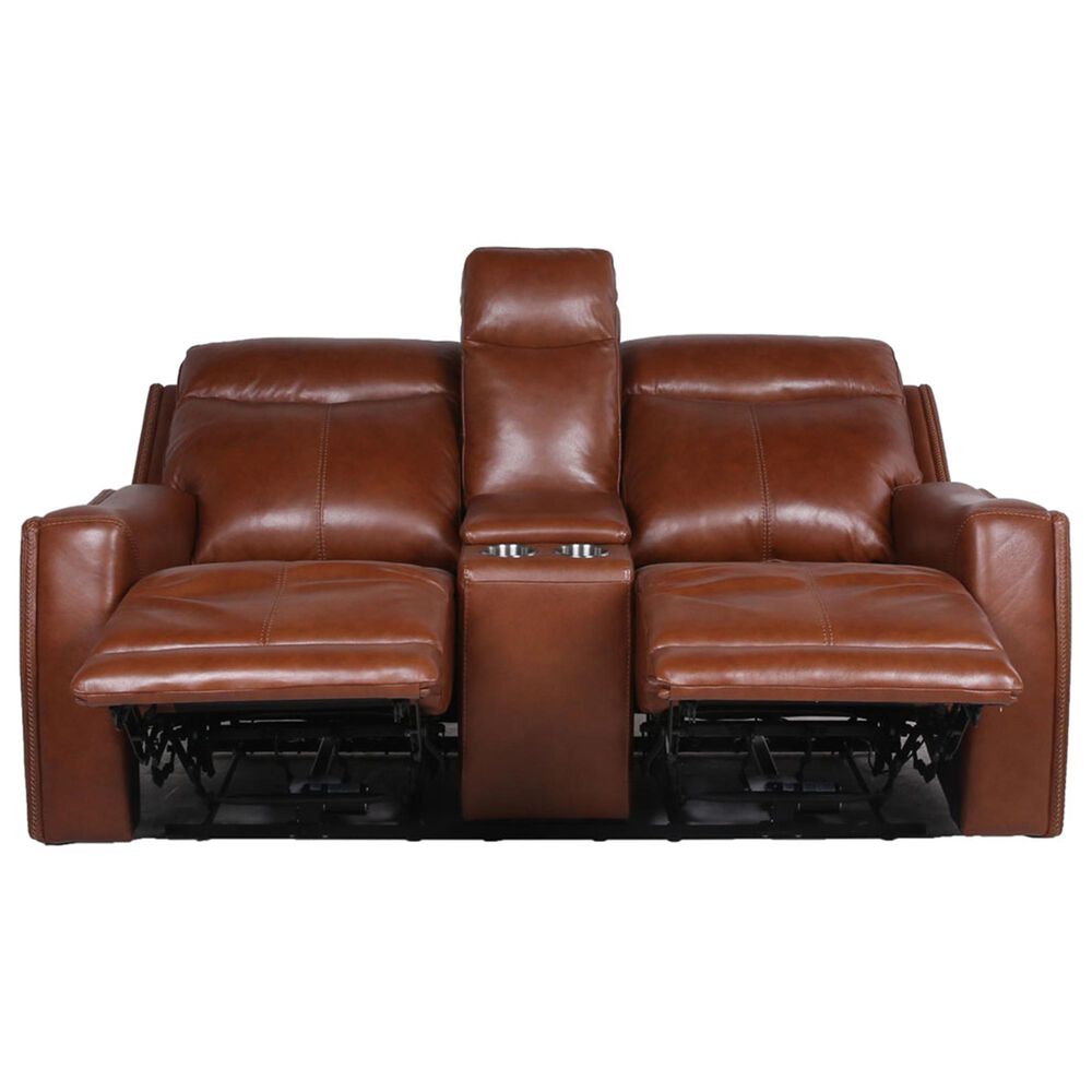 Crystal City Natalia Leather Power Console Loveseat with Headrest in Coach, , large
