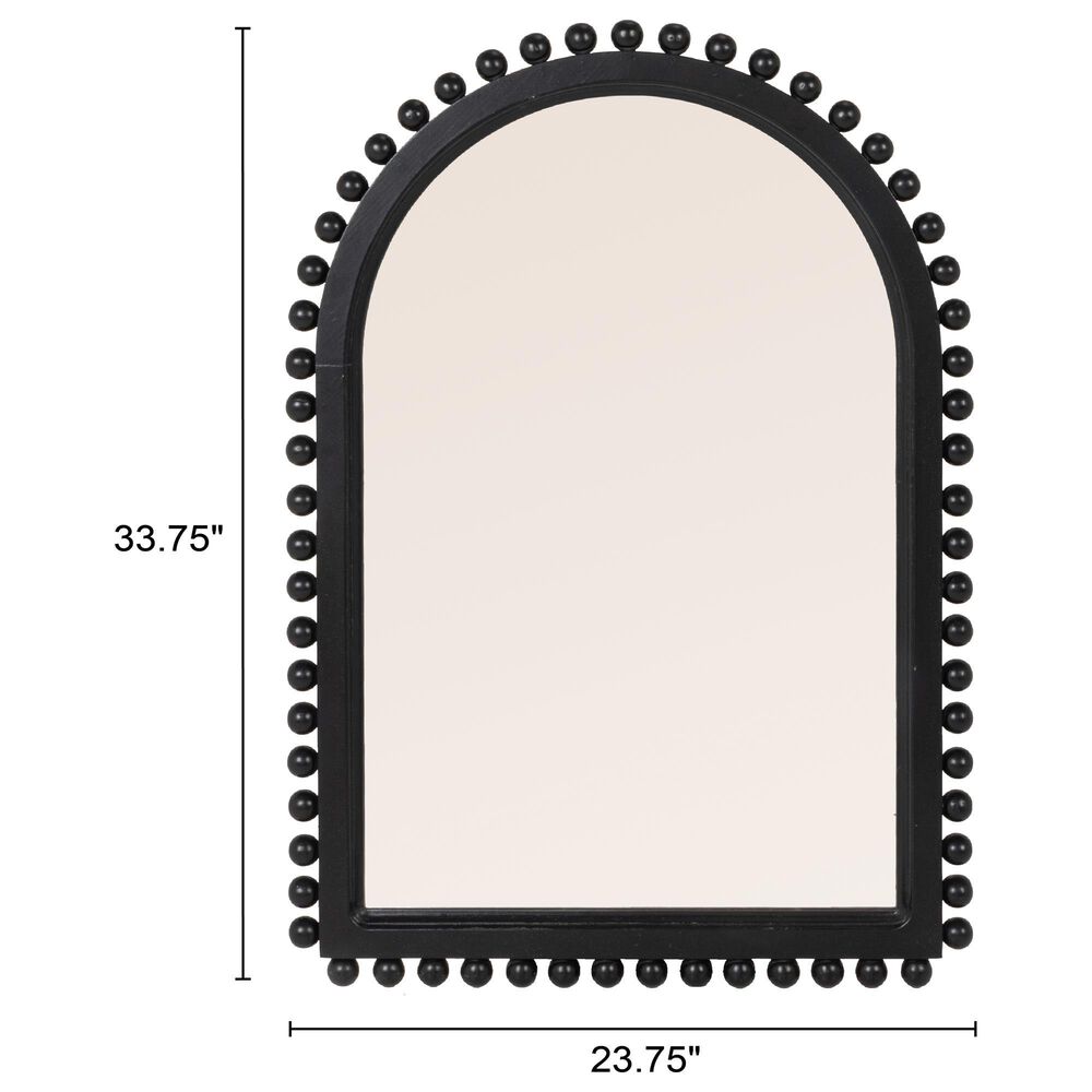 Creative Coop Willa Wood Ball Framed Arched Wall Mirror in Matte Black, , large