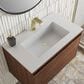 James Martin Vanities Mantova 31.5" Single Vanity in Mid-Century Walnut and Champagne Brass with 3 cm Glossy White Composite Stone Top and Rectangular Sink, , large