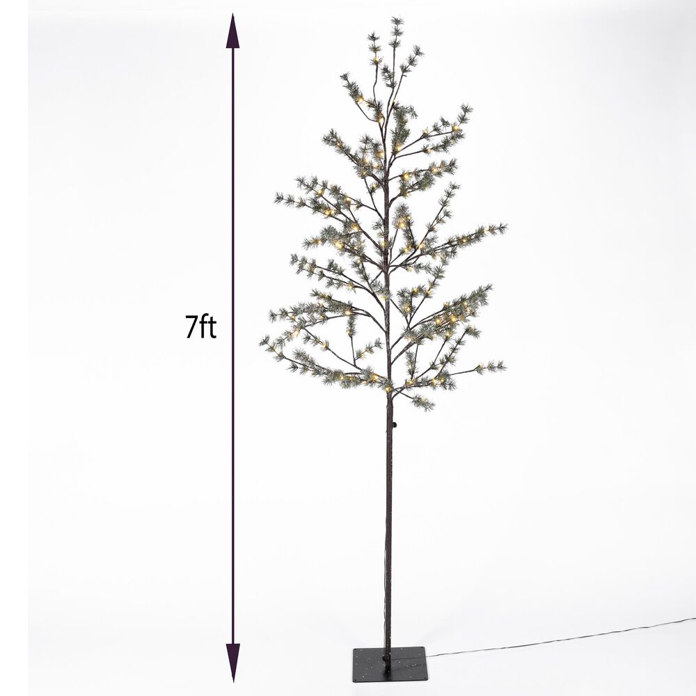 The Gerson Company 7&#39; Pre-Lit Artificial Pine Christmas Tree with LED Lights in Green, , large