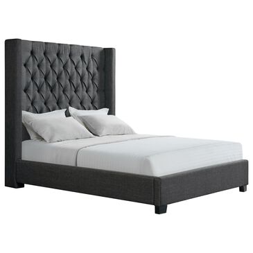 Mayberry Hill Morrow Queen Wingback Upholstered Bed in Heirloom Charcoal, , large