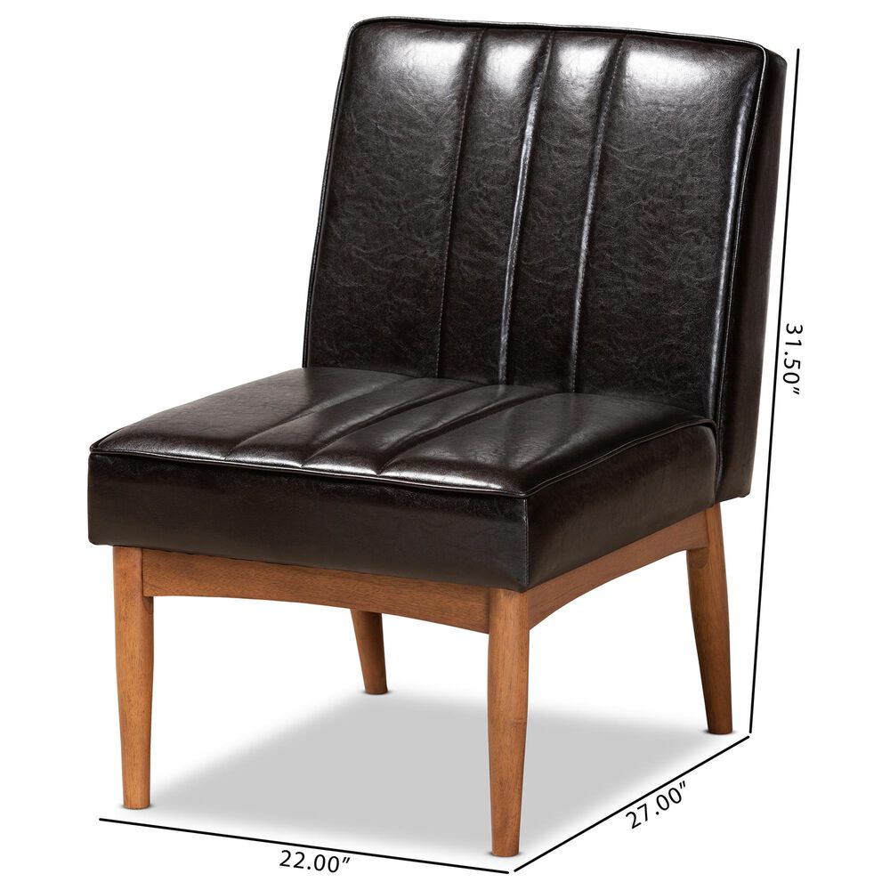 Baxton Studio Daymond Side Chair with Dark Brown Faux Leather in Walnut Brown, , large