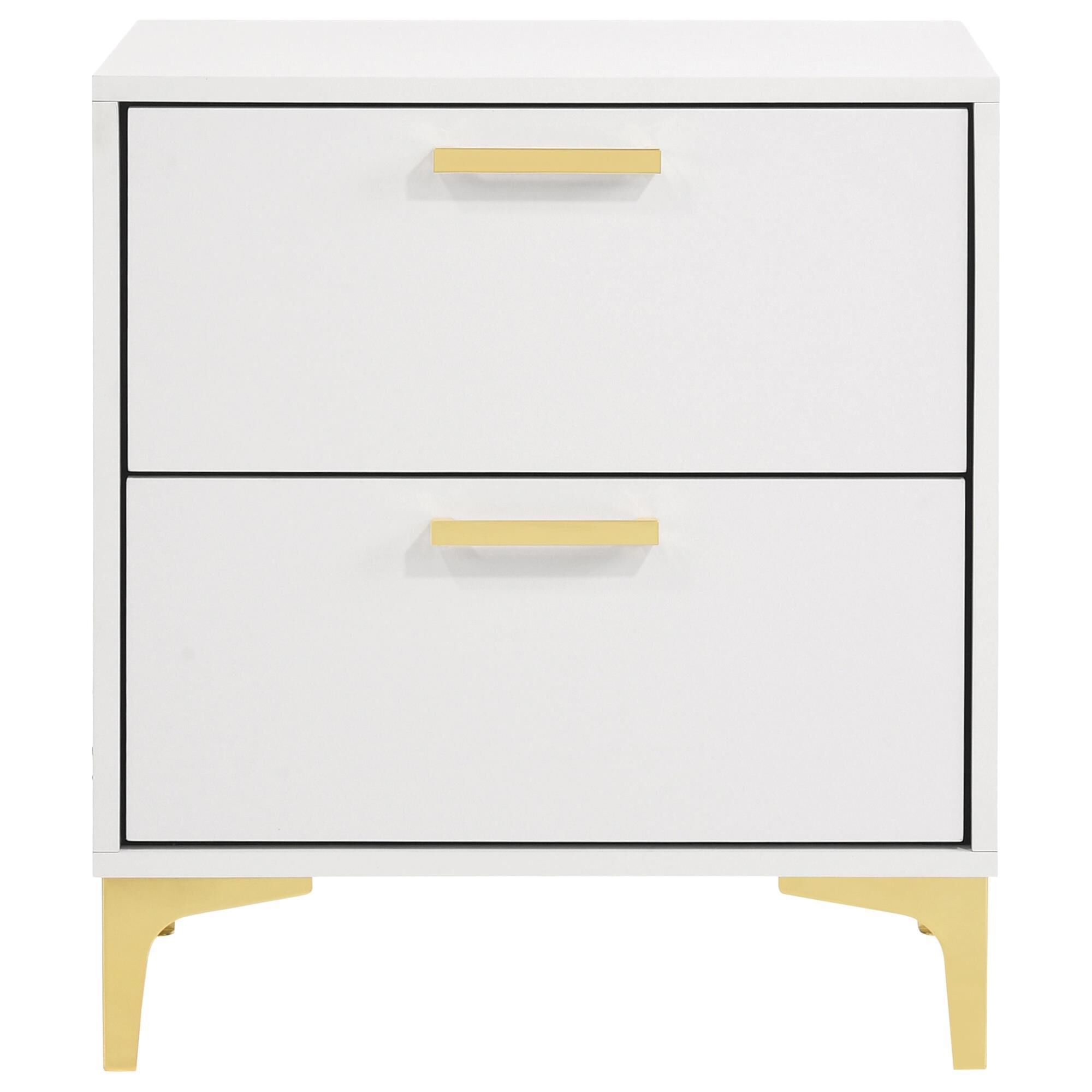 Pacific Landing Kendall 2-Drawer Nightstand in Gold and White