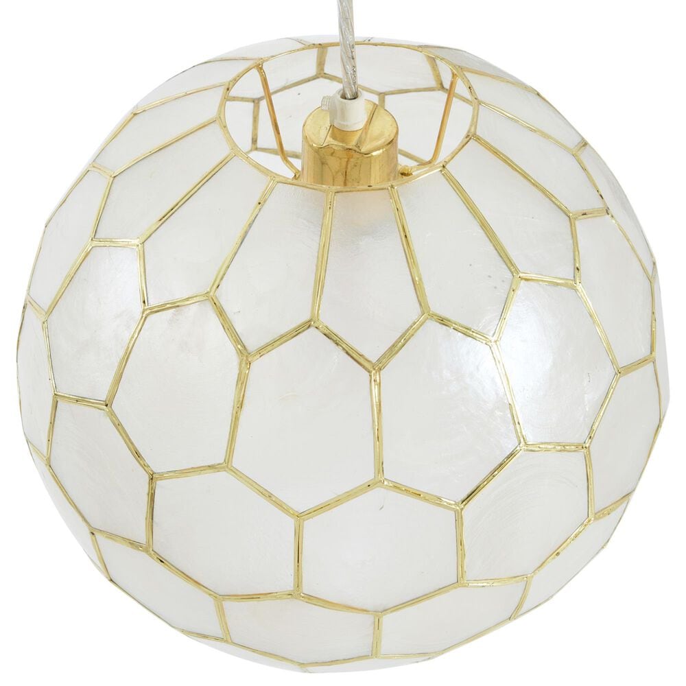 Creative Coop Simone 12" Pendant with Pearly White Shade in Antique Gold, , large