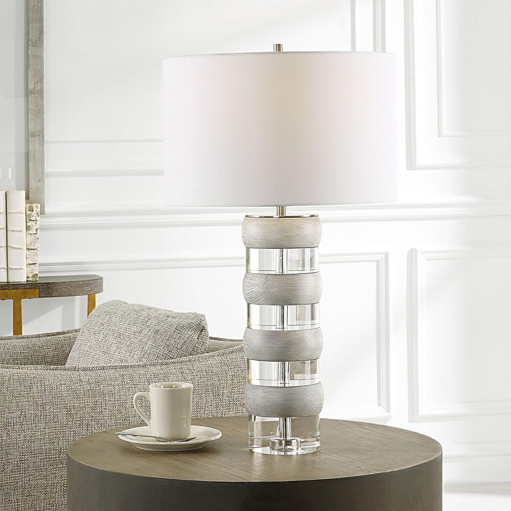 Uttermost Band Together Table Lamp in White Crystal and Brushed Nickel, , large