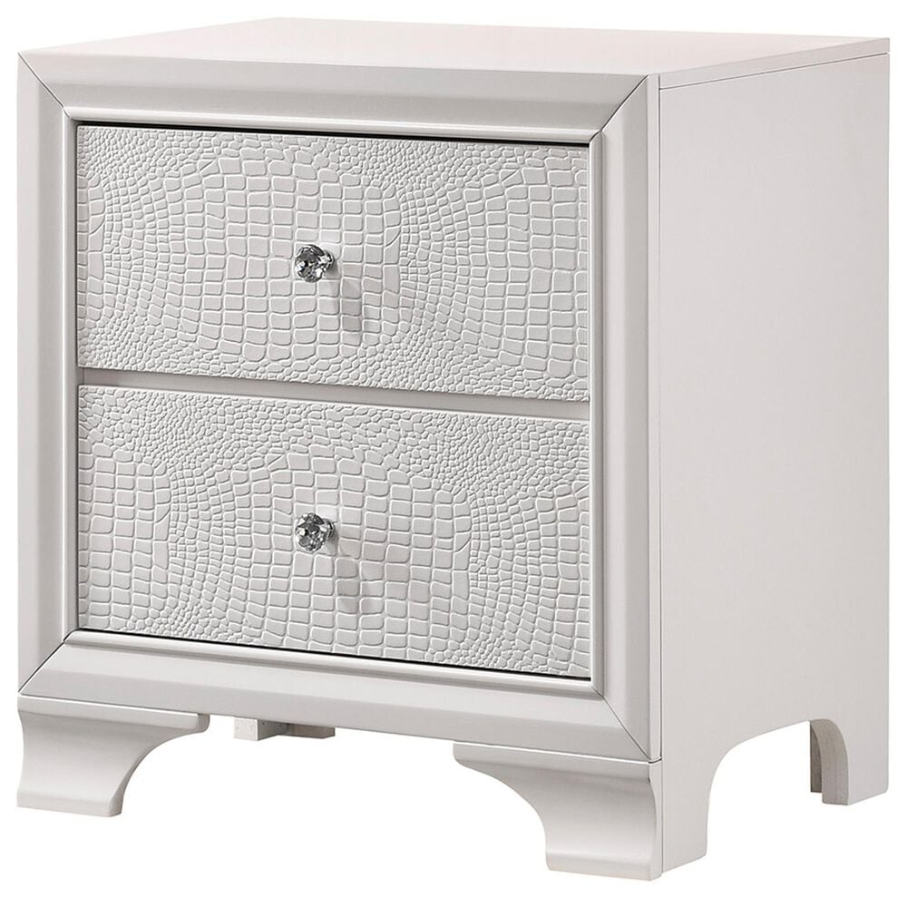 Crown Mark Lyssa Twin Bed with Nightstand in White, , large