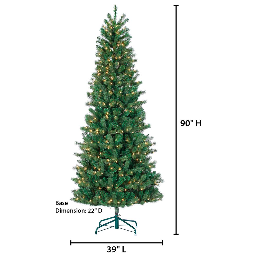 The Gerson Company 7.5&#39; Montgomery Pine Artificial Christmas Tree with Clear Lights in Green, , large