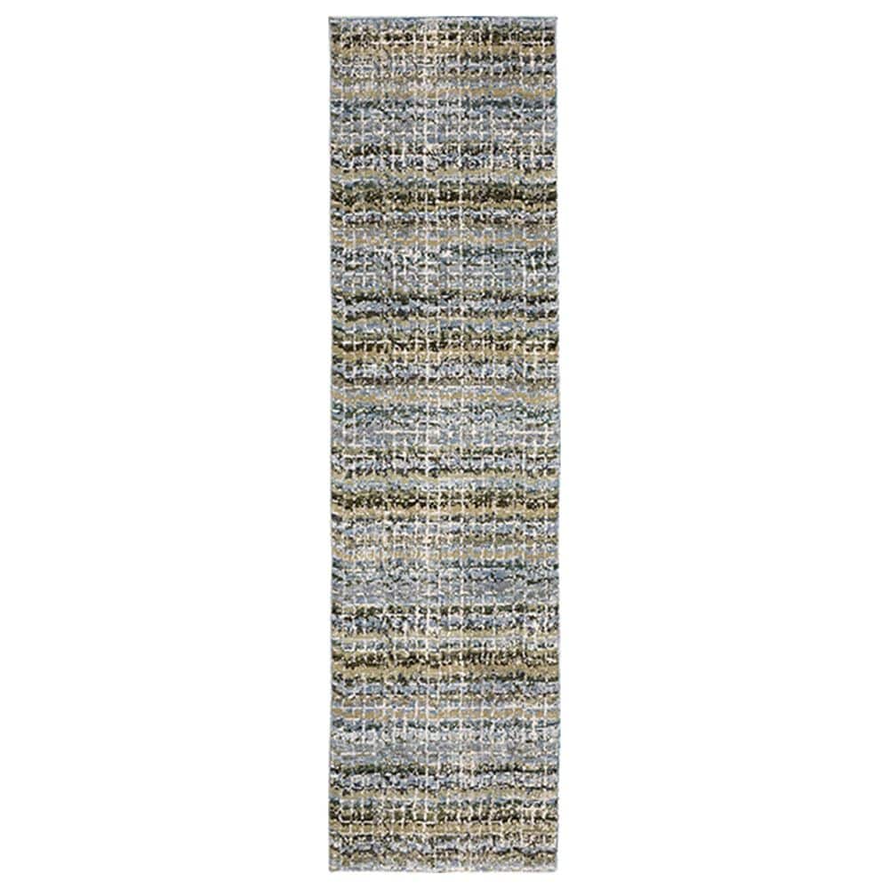 Oriental Weavers Atlas Stripe 747B0 8"6" x 22"7" Blue Runner, , large