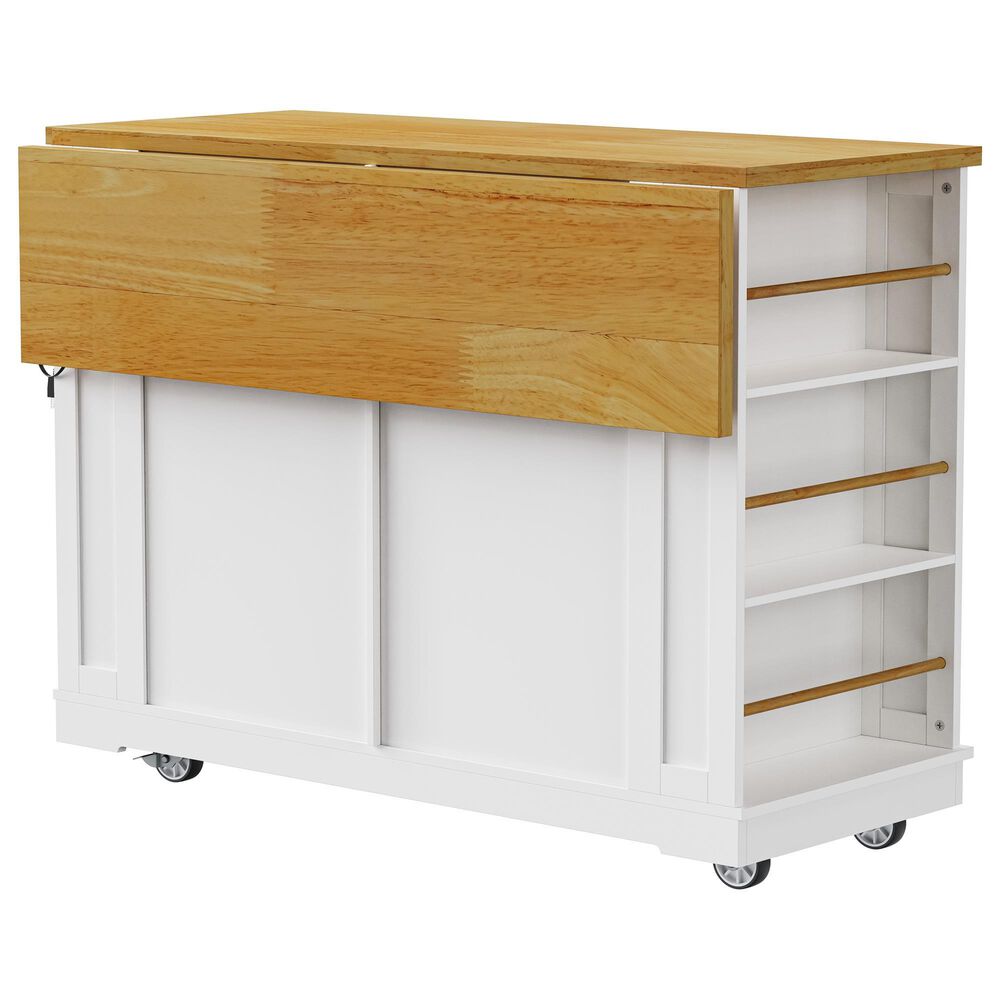 HOMLUX 3-Piece 48" Kitchen Island Set in White, , large