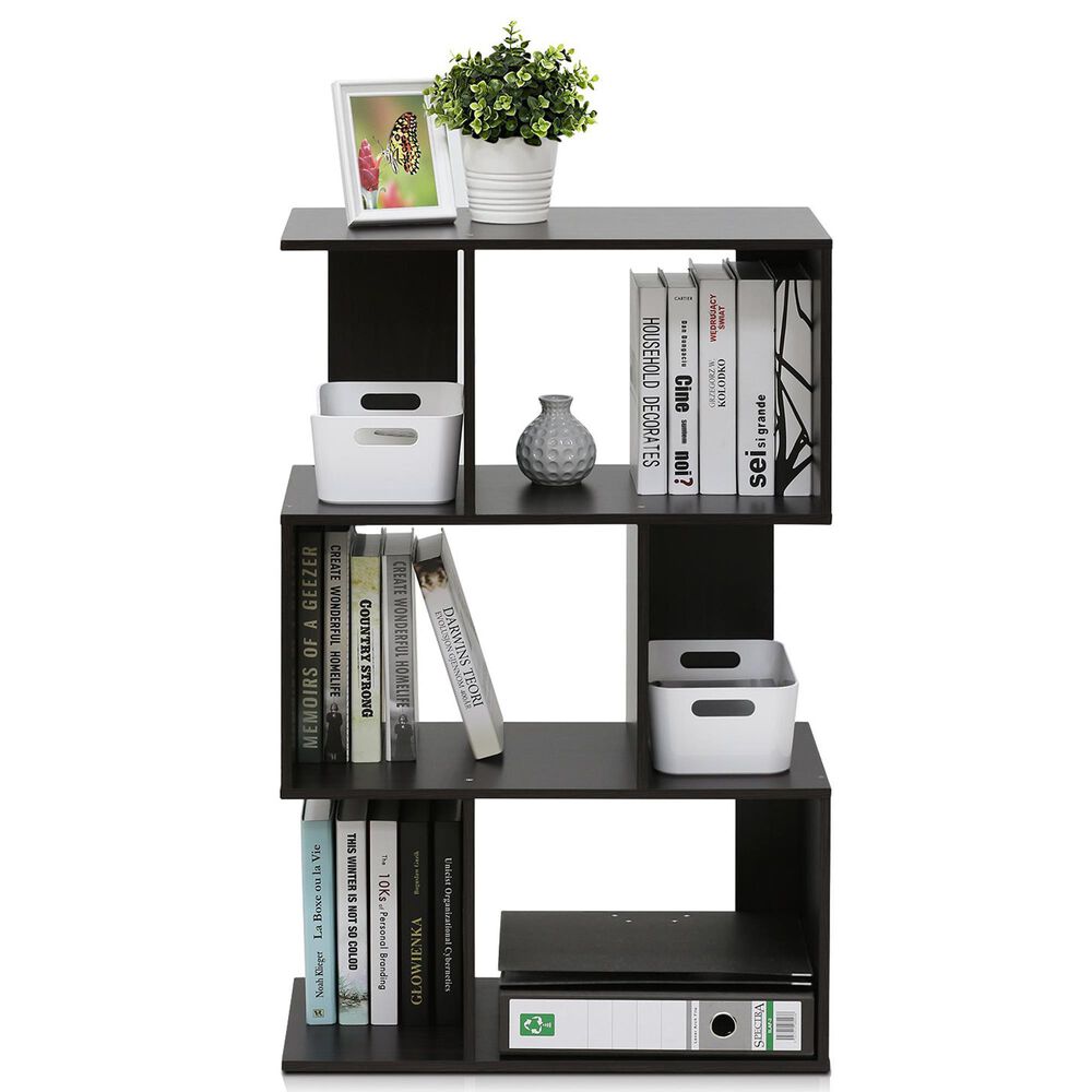 HOMLUX 3-Tier Open Shelf Bookshelf in Espresso, , large