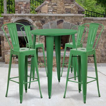 Flash Furniture 5-Piece Metal Bar Table Set in Green, , large
