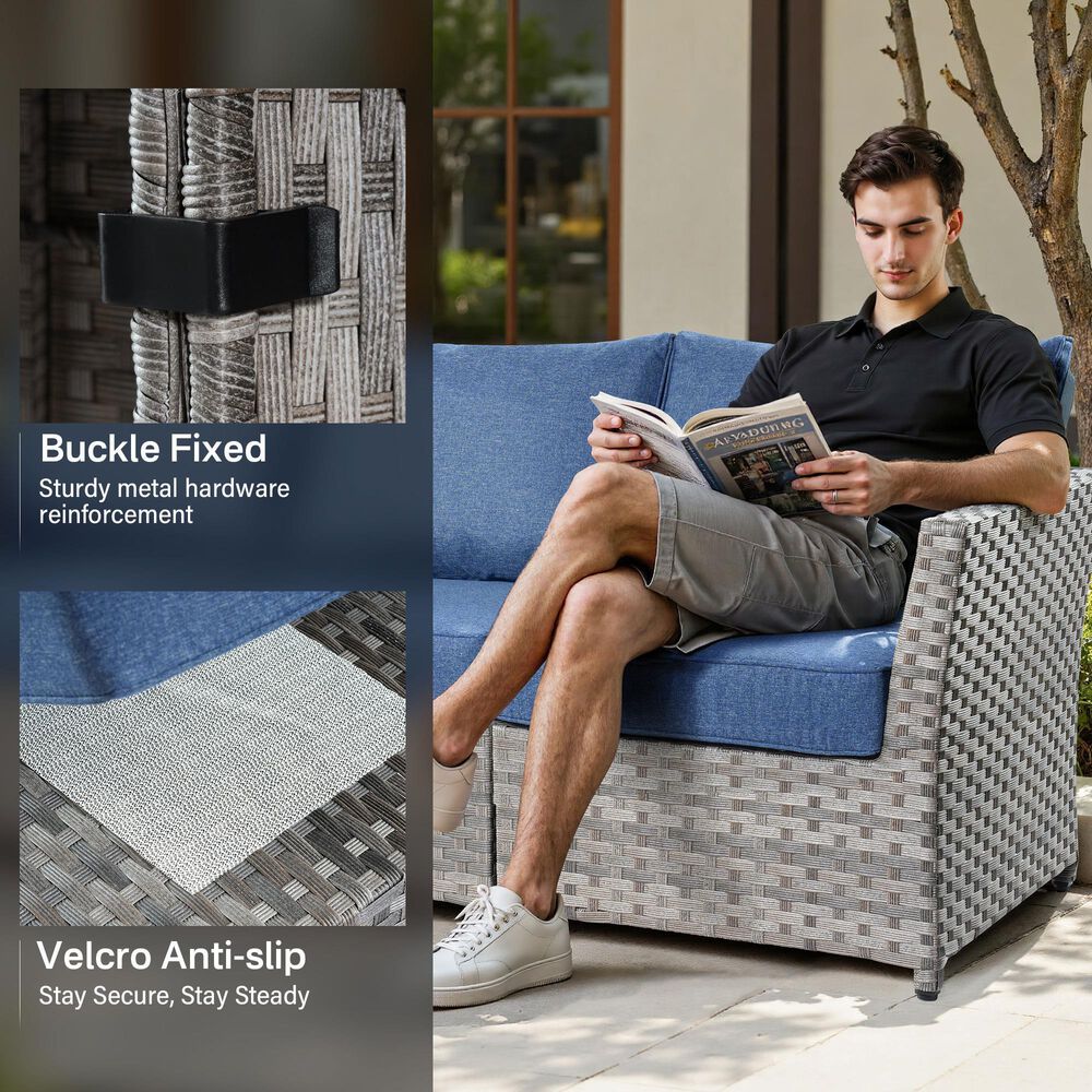 HOMLUX 12-Piece Patio Conversation Set in Denim Blue, , large