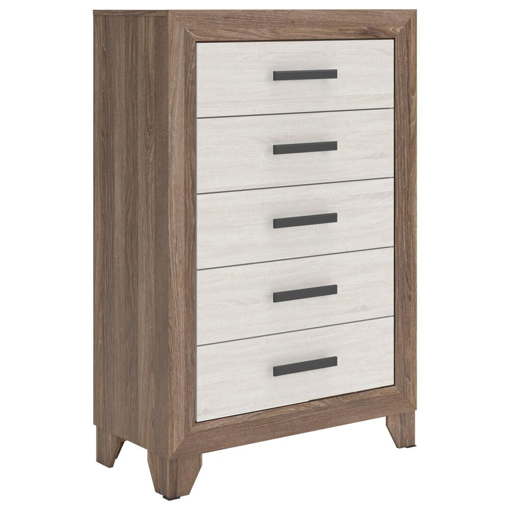 Ashley Sharnari 5-Drawer Chest in Antique White and Gray Brown, , large