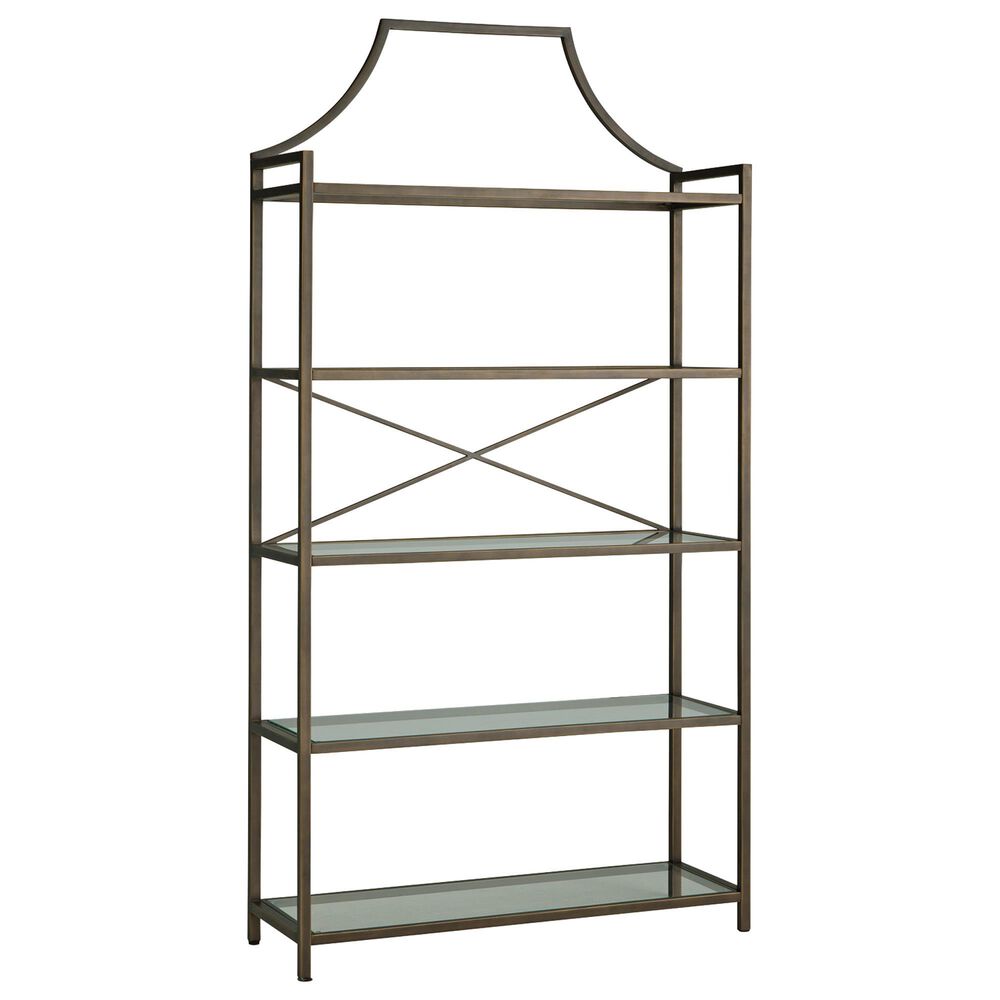 Ashley Bernonly 5-Shelf Bookcase in Antique Bronze and Clear, , large