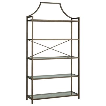Ashley Bernonly 5-Shelf Bookcase in Antique Bronze and Clear, , large