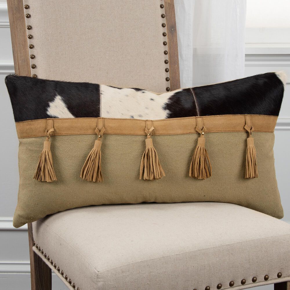Rizzy Home Hair on Hide 14" x 26" Pillow Cover in Brown, , large