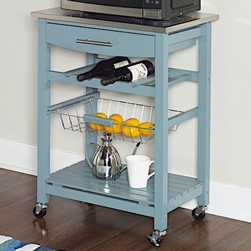Linden Boulevard Leah Kitchen Cart in Blue, , large