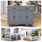 HOMLUX 54" Kitchen Island with Solid Wood Top and Locking Wheels in Grey Blue, , large