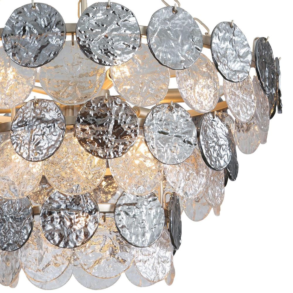 Golden Lighting Cascada 3-Tier 11-Light Pendant with Smoke Plated Glass Shade in Aegean Silver, , large