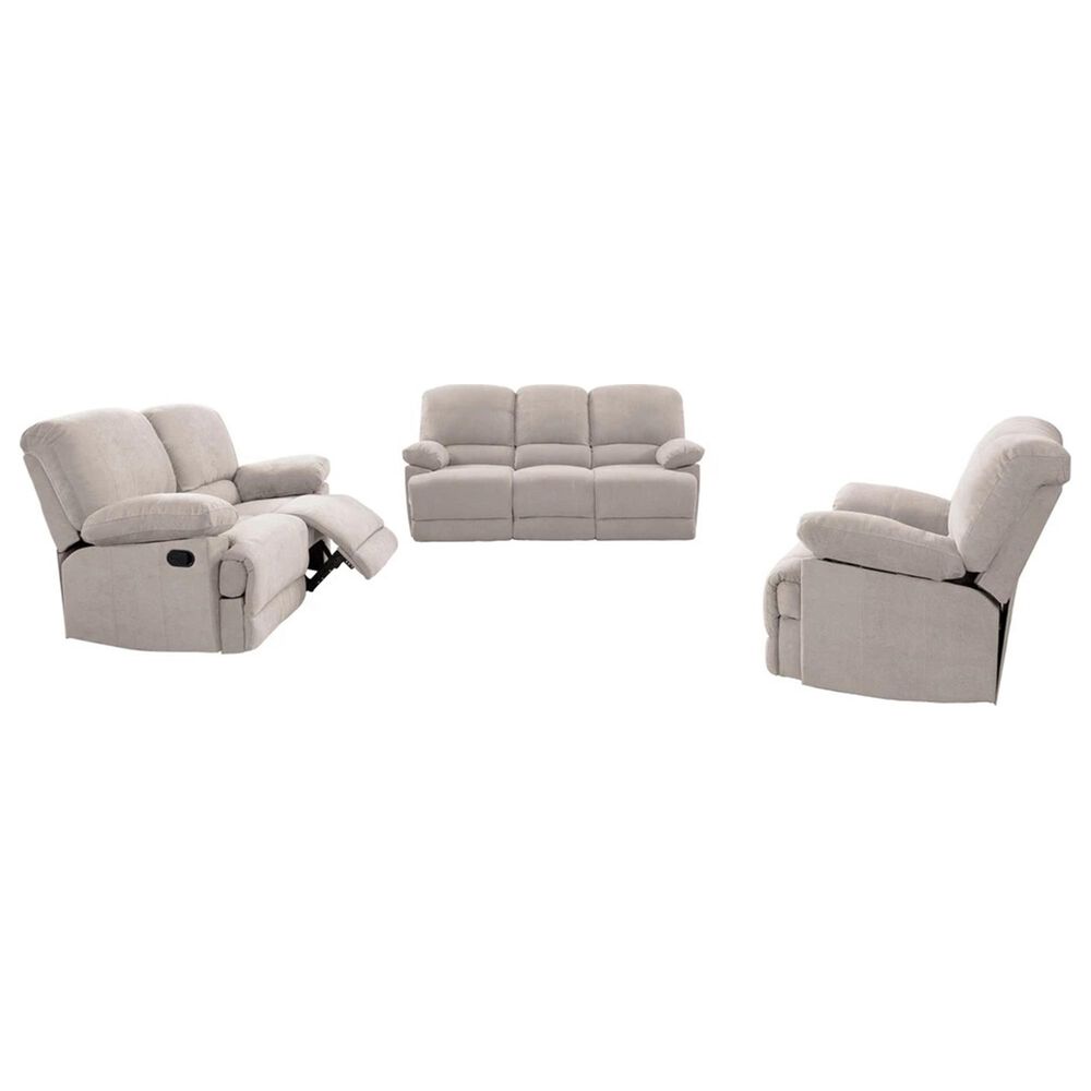 CorLiving Lea Reclining Console Sofa with Cupholders in Beige Fabric, , large