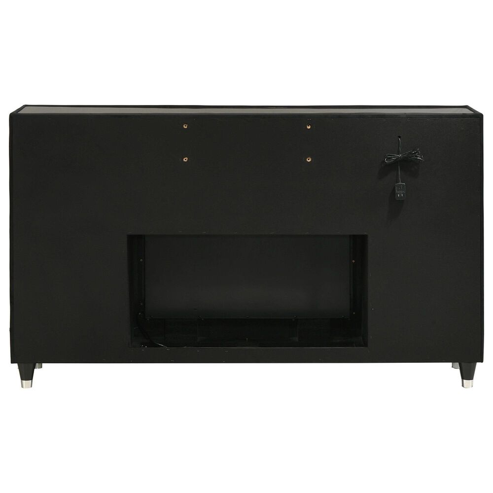 Pacific Landing Lorient 3 Piece Queen Wingback Bedroom Set with Fireplace in Black Velvet, , large