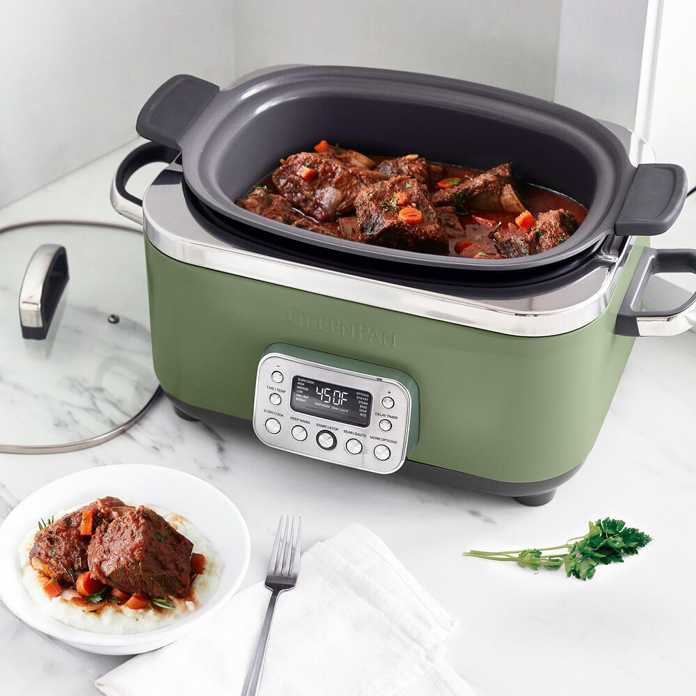 Green Pan Elite 14-In-1 6 Quart Slow Cooker in Sage Green, , large